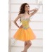 Желтое мини платье из органзы